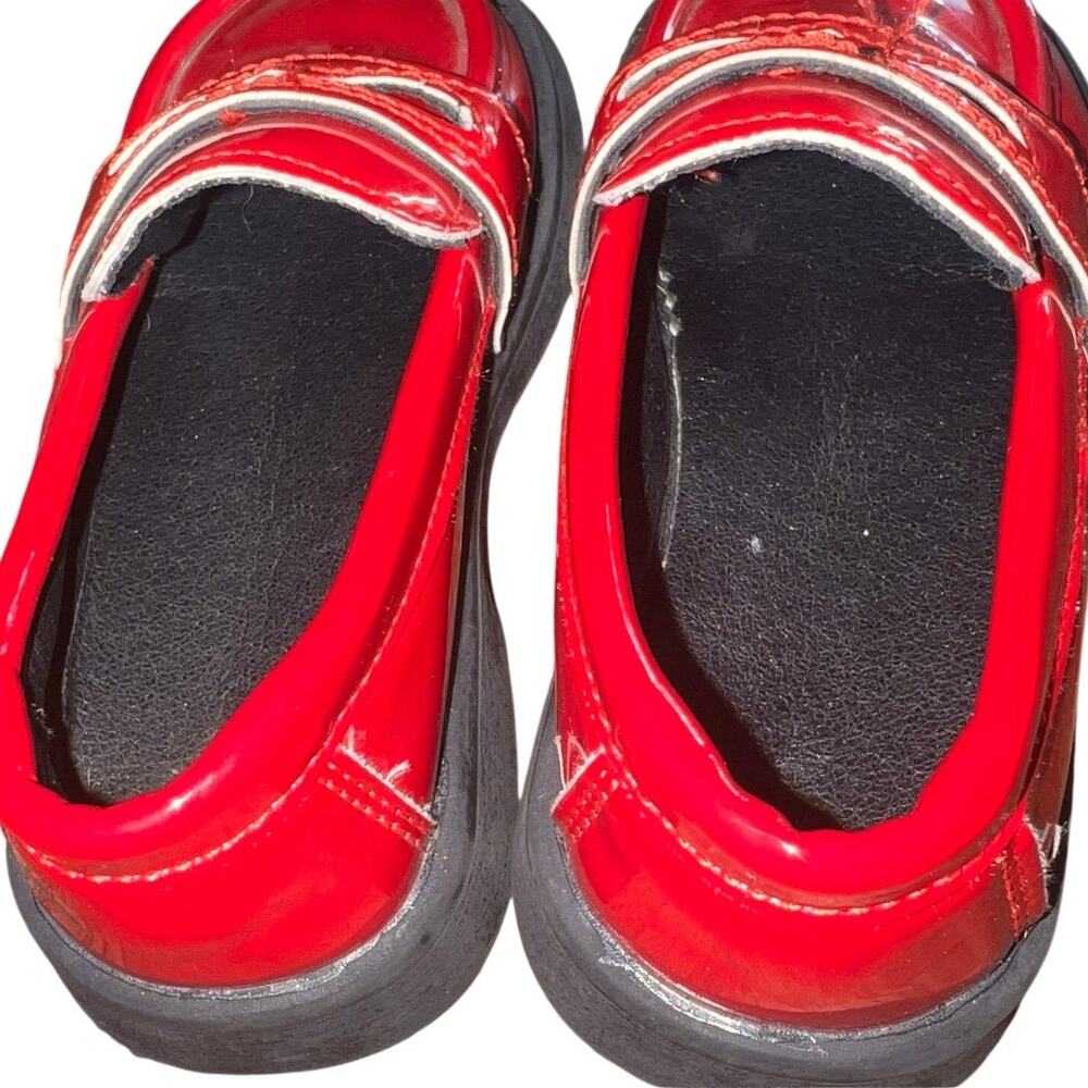 Girls Red Patent Leather Loafers EU 23 US 6 Toddler Chunky Dress Shoes - Picture 5 of 7